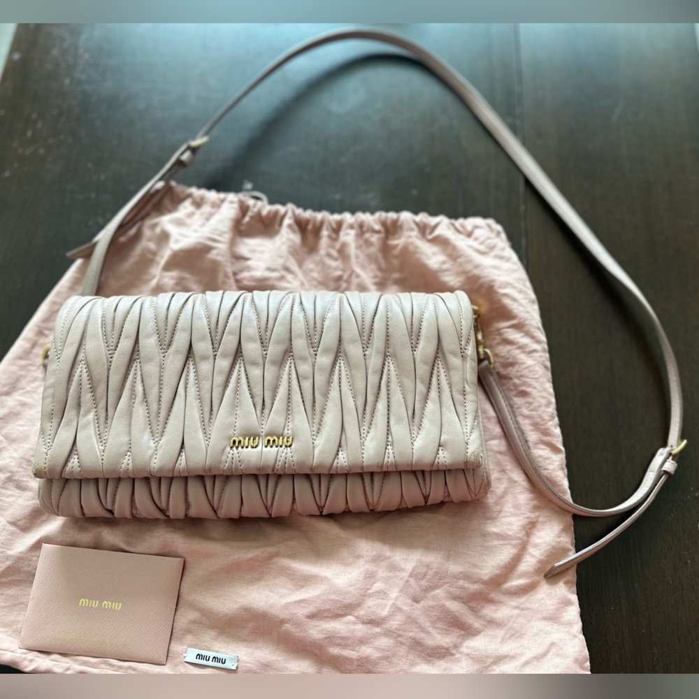 Miu Miu Pink Satin Crossbody Bag with Fringe